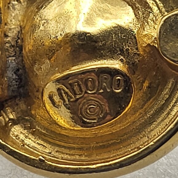 Vintage Cadoro Gold Tone Clip-On Earrings With Clear Rhinestones - Picture 10 of 13